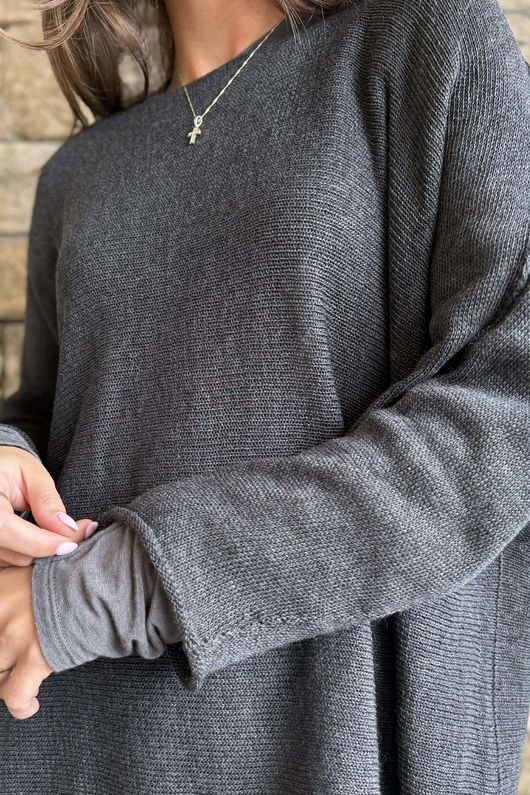 Conrad Slouch Cotton Knit Charcoal